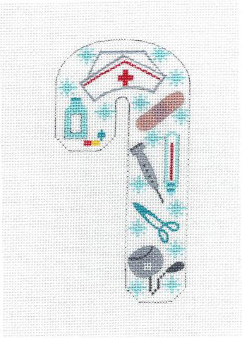 Candy Cane ~ Nurses Medium Candy Cane handpainted Needlepoint Canvas CH Design from Danji