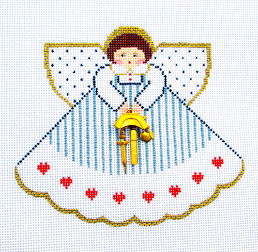 Angel ~ Nurse Nightingale Angel with Charms Medical handpainted Needlepoint Canvas Ornament Painted Pony