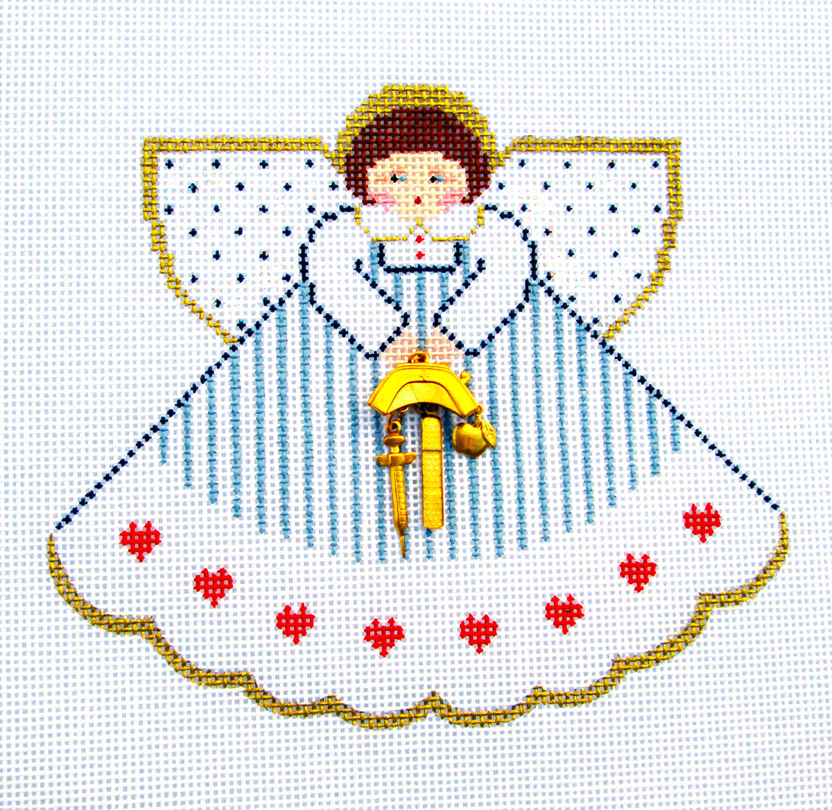 Angel ~ Nurse Nightingale Angel with Charms Medical 18 Mesh handpainted Needlepoint Canvas Ornament Painted Pony