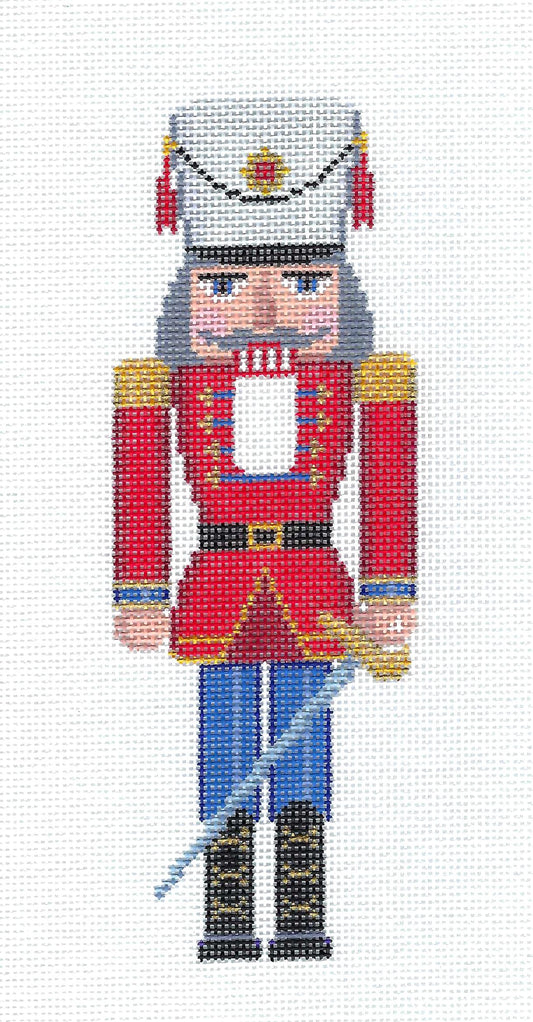 Christmas ~ Royal Nutcracker with Sword Ornament handpainted Needlepoint Canvas by Susan Roberts