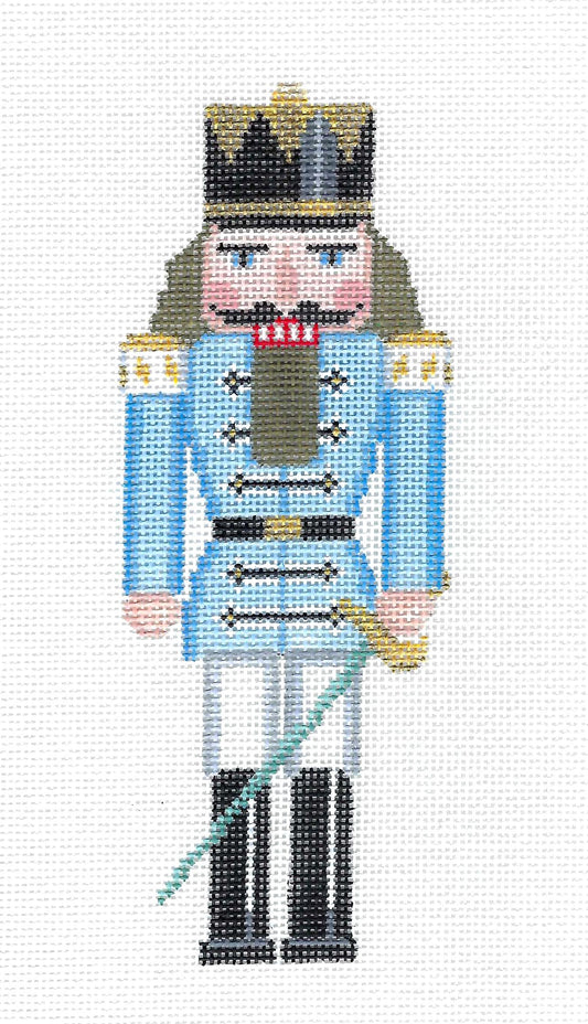Christmas ~ Blue Prince Nutcracker with Sword Ornament handpainted Needlepoint Canvas by Susan Roberts