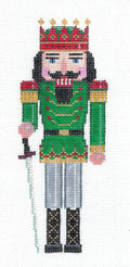Nutcracker ~ Red Crowned Nutcracker King with Sword 18 Mesh handpainted Needlepoint Ornament Susan Roberts