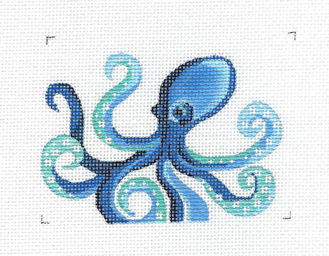 Sea Creatures ~ Royal Blue OCTOPUS handpainted Needlepoint Canvas or Ornament by Kelly Clark
