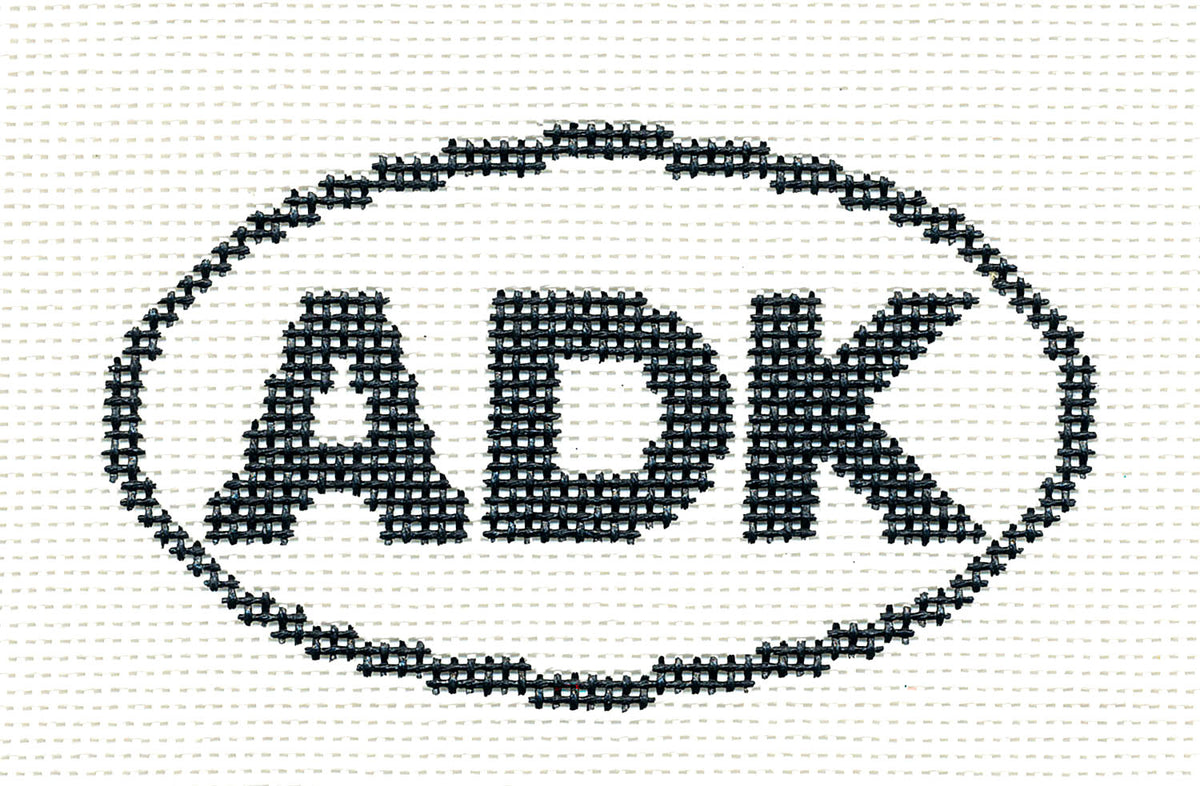 Oval ~ "ADK" Adirondack Mountains, New York Oval Ornament handpainted 13 Mesh Needlepoint Canvas by Silver Needle