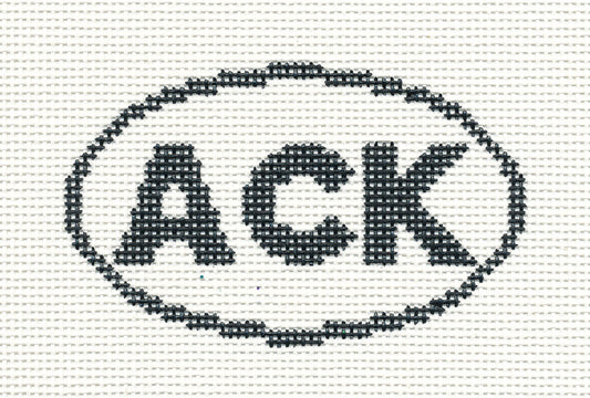Travel Oval ~ ACK (Nantucket, Mass.) Ornament handpainted Needlepoint Canvas by Silver Needle