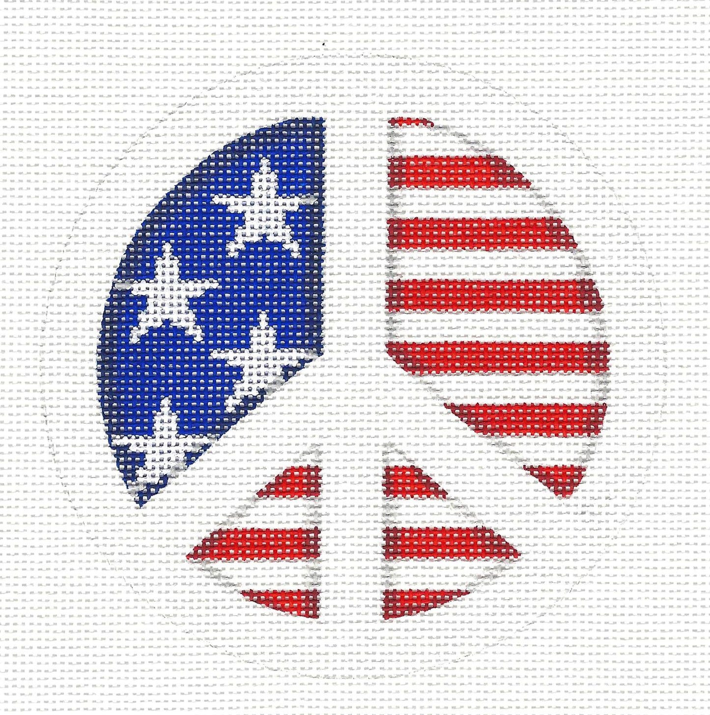 Patriotic Round ~ Patriotic Flag Peace Sign 18 Mesh handpainted 4.5" Needlepoint Canvas by Pepperberry