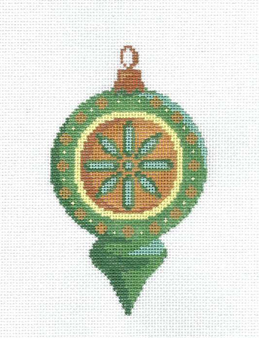 Green & Yellow handpainted Needlepoint Ornament Canvas by Abigail Cecile from PLD