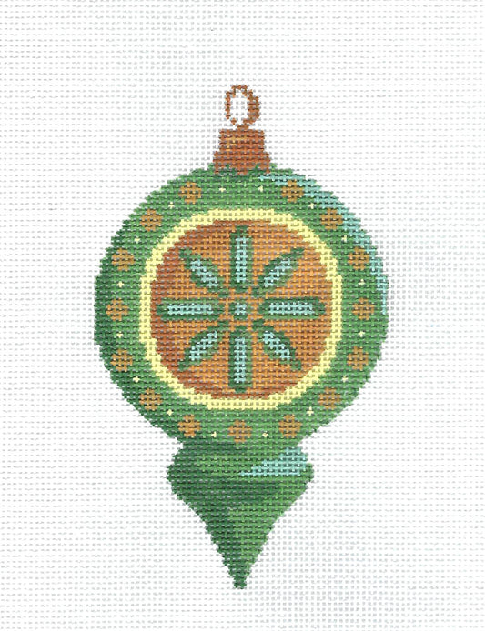 Green & Yellow handpainted 18 Mesh Needlepoint Ornament Canvas by Abigail Cecile from PLD