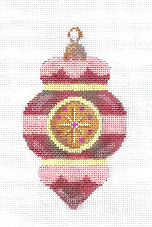 Rose, Yellow & Pink handpainted Needlepoint Ornament Canvas by Abigail Cecile from PLD