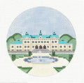 4" Round ~ Country of  SWEDEN Destination 4" round handpainted 18 Mesh Needlepoint Canvas by Painted Pony Designs