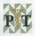 "PT" ~ Physical Therapist  5" Sq.  handpainted 18 Mesh Needlepoint Canvas by Melissa Prince