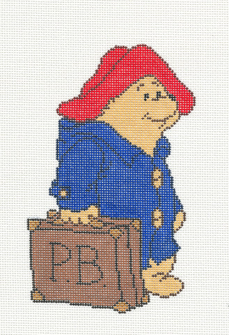 Child's Canvas ~ Paddington Bear with His Brown Suitcase handpainted Needlepoint Canvas by Silver Needle