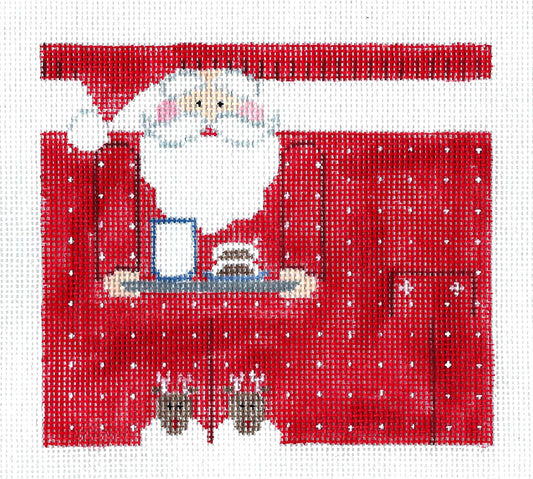 Roll Up Christmas Canvas ~ Pajama Santa Roll-Up & STITCH GUIDE for December handpainted Needlepoint Canvas by Kathy Schenkel