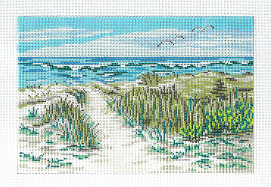 Summer Beach ~ Dune Path to the Beach Large 18 Mesh  handpainted Needlepoint Canvas by Needle Crossings