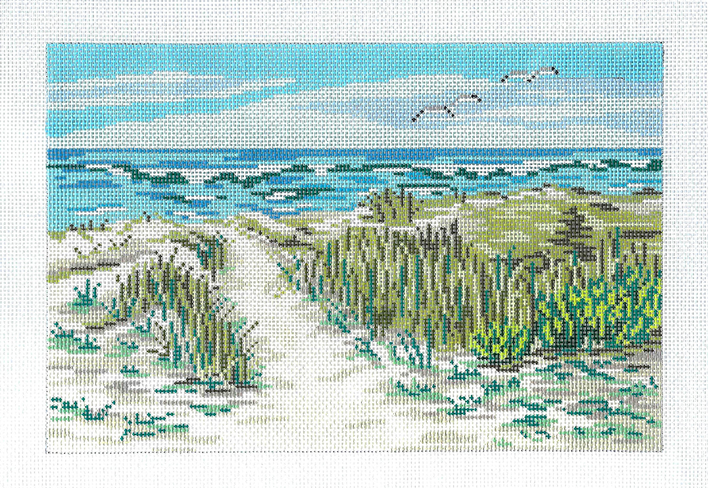 Summer Beach ~ Dune Path to the Beach Large 18 Mesh handpainted Needle –  Needlepoint by Wildflowers