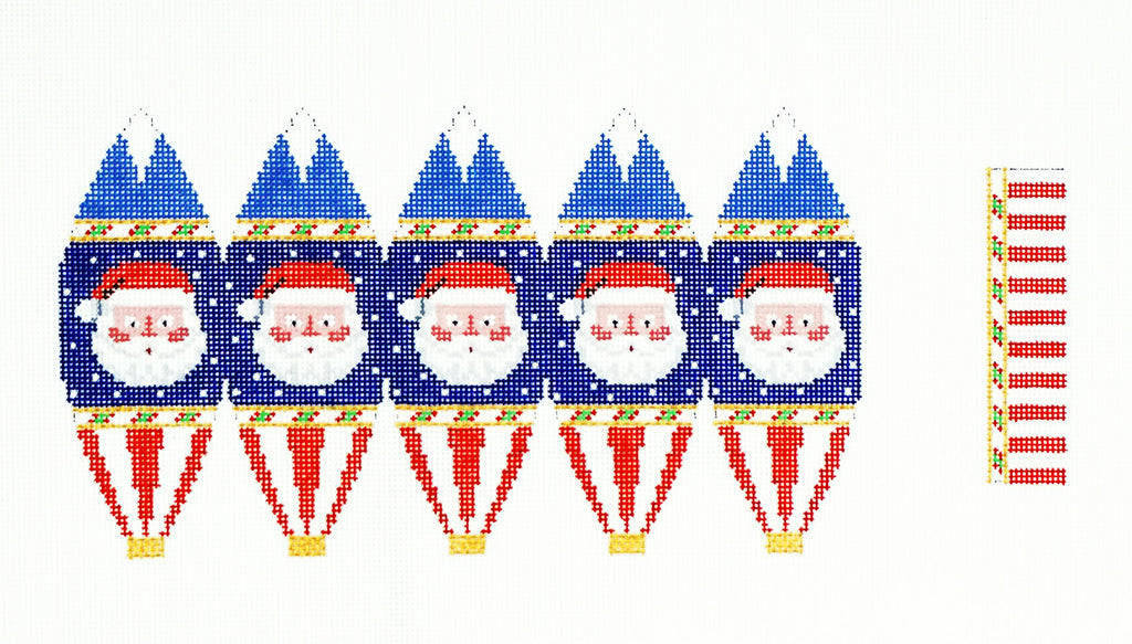 3-D Ornament ~ 3-D Santa Faces Hot Air Balloon 18 Mesh handpainted Needlepoint Canvas by Susan Roberts