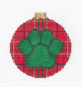DOG ~ PAW PRINT on Christmas Plaid Ornament for DOG handpainted 18 Mesh Needlepoint Canvas by Susan Roberts