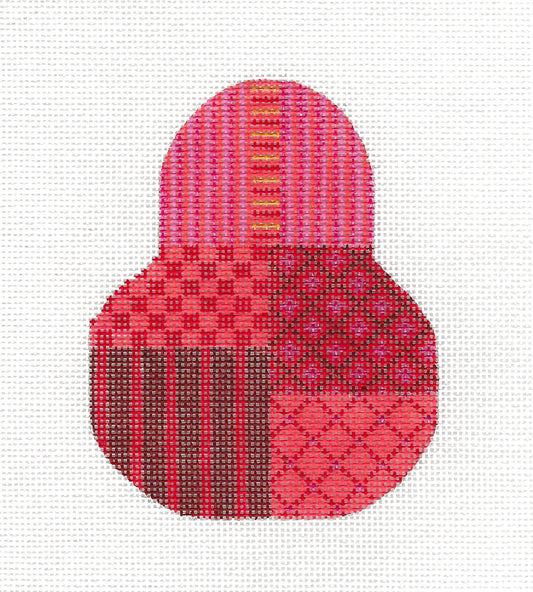 Pear ~ Christmas Red Pear Ornament handpainted Needlepoint Canvas by Kelly Clark