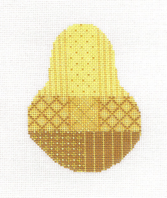 Kelly Clark Pear ~ Golden Bosc Patchwork Pear Ornament handpainted Needlepoint Canvas Kelly Clark