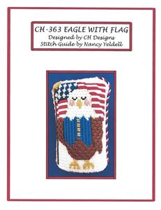 Canvas ~ Patriotic Eagle with Flag & STITCH GUIDE HP Needlepoint Ornament by CH Designs from Danji