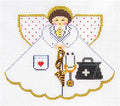 Angel ~ Medical Doctor Angel with Charms handpainted 18 Mesh Needlepoint Canvas Ornament by Painted Pony