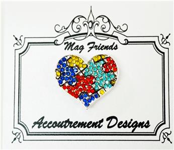 Magnet ~ Multi-Color Heart for Autism Magnet Needle Holder for Needlepoint by Accountrement