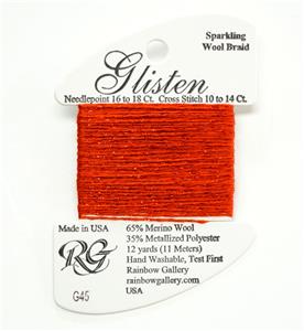 GLISTEN Sparkling Braid #45 Heirloom Tomato Needlepoint Thread by Rainbow Gallery