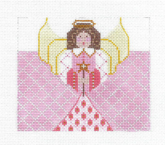 Roll Up Canvas ~ Christmas Angel in Pink Roll Up Ornament 18 Mesh handpainted Needlepoint Canvas CH Designs ~ Danji