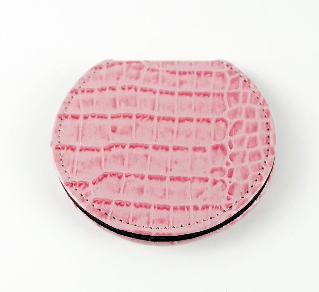 Accessory ~ Light Pink Alligator Leather Folding Purse Mirror for a 3" Needlepoint Canvas by LEE