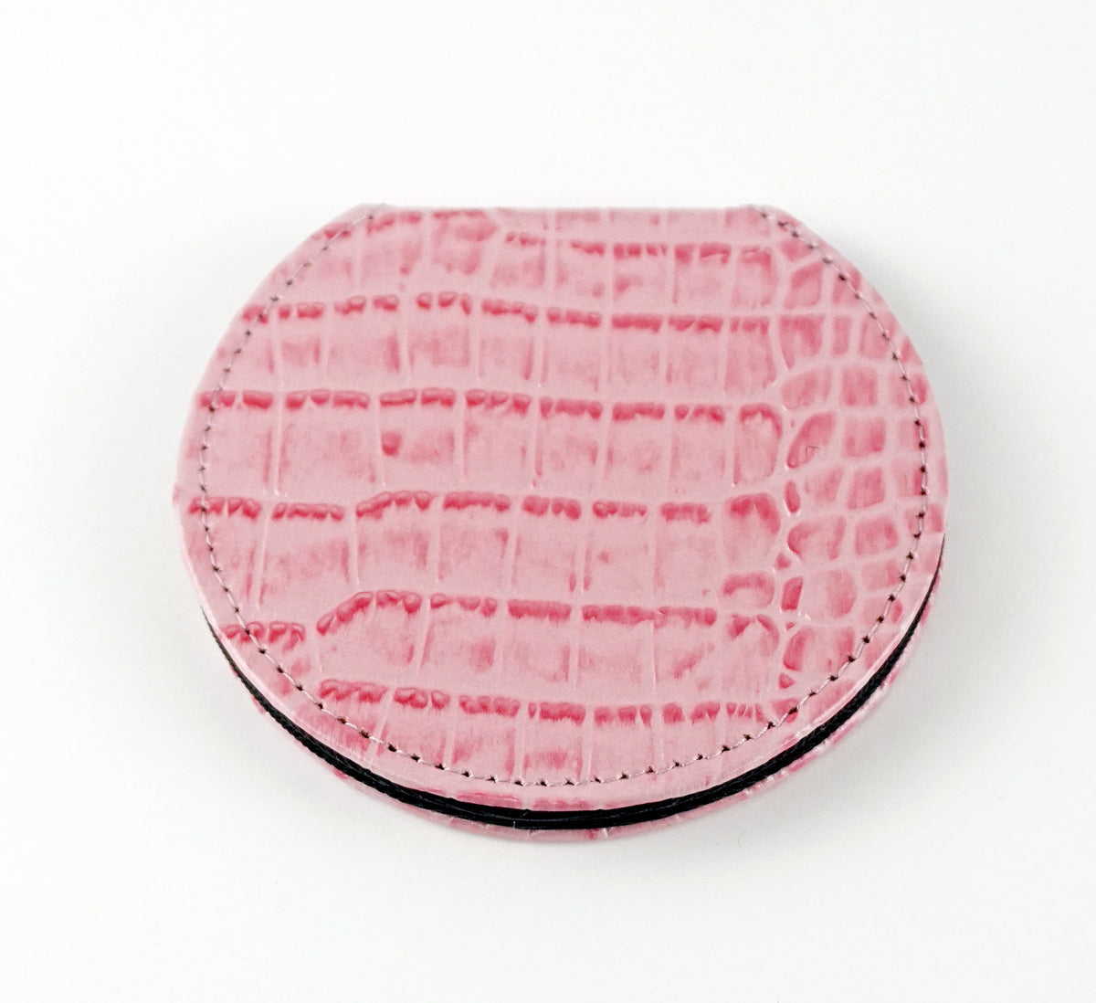 Accessory ~ Light Pink Alligator Leather Folding Purse Mirror for a 3" Needlepoint Canvas by LEE