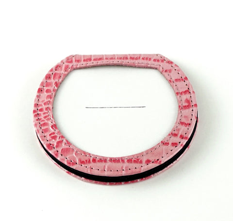Accessory ~ Light Pink Alligator Leather Folding Purse Mirror for a 3" Needlepoint Canvas by LEE