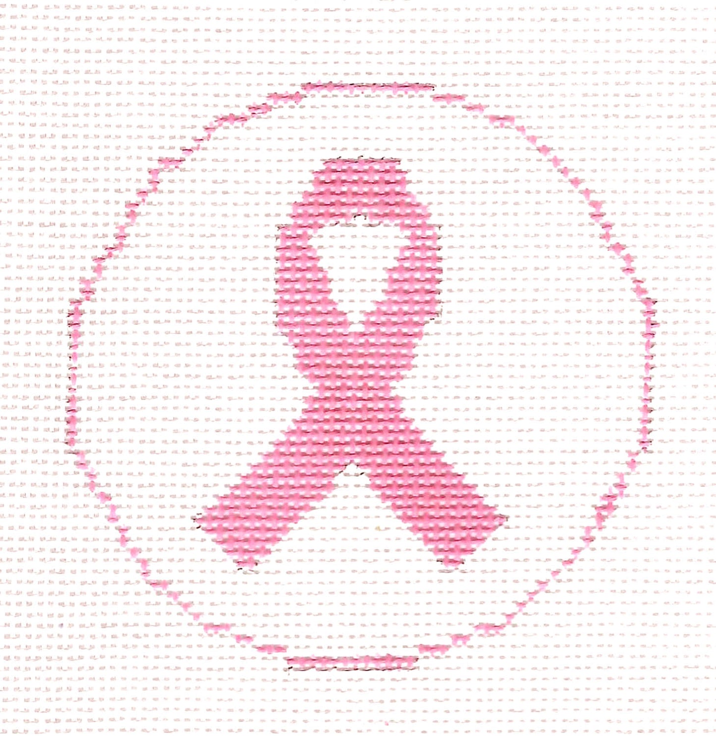 Pink Ribbon of Hope  3" Round handpainted 18 mesh Needlepoint Canvas Ornament by LEE