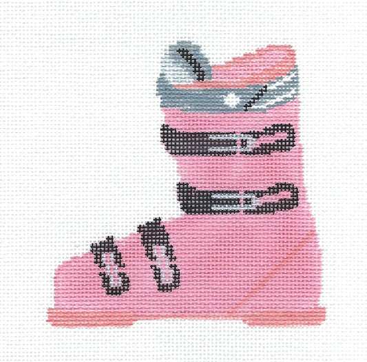 Sports Ski Canvas ~ Ski Boot in Pink Ornament handpainted Needlepoint Canvas Sports by Kathy Schenkel