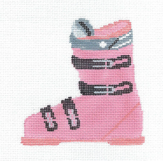 Sports Ski Canvas ~ Ski Boot in Pink Ornament handpainted 18 Mesh Needlepoint Canvas Sports by Kathy Schenkel