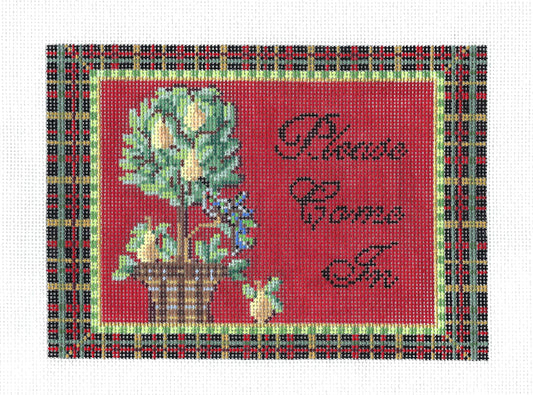 Christmas ~ "Please Come In" Welcome ~ Handpainted Needlepoint Canvas by Kelly Clark