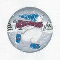 Ice Skating Polar Bear handpainted Needlepoint Canvas by Ginny Diezel from CBK