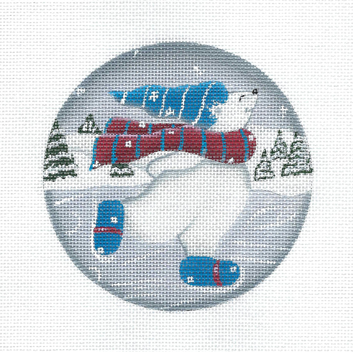Ice Skating Polar Bear handpainted Needlepoint Canvas by Ginny Diezel from CBK