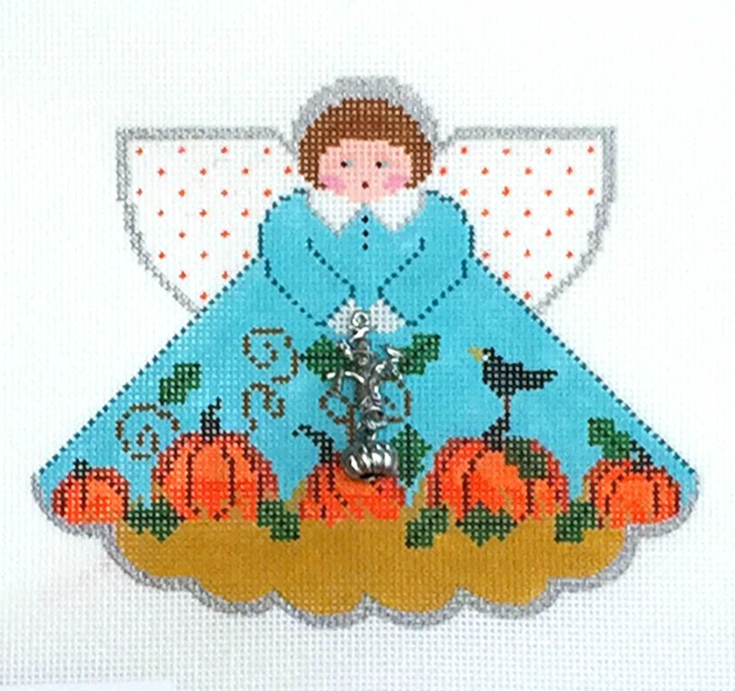 Angel ~ Pumpkin Patch Angel & Charms hand painted Needlepoint Ornament by Painted Pony