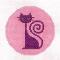 Cat canvas ~ Purple Cat on Pink 3" Rd. handpainted 18 Mesh Needlepoint Canvas Ornament or Insert by LEE