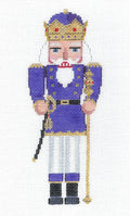 Christmas Nutcracker ~ Purple Nutcracker King with Sword & Staff handpainted Needlepoint Ornament by Susan Roberts