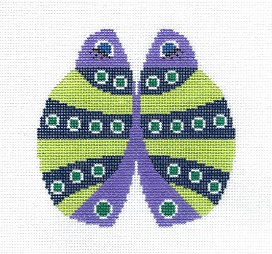 Canvas ~ Ladybug in Purple, Navy & Green for a Frame Weight or Bean Bag handpainted Needlepoint Canvas by LEE