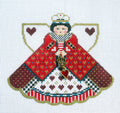 Angel ~ Queen of Hearts Angel with Extensive STITCH GUIDE and Charms handpainted 18 Mesh Needlepoint Ornament by Painted Pony