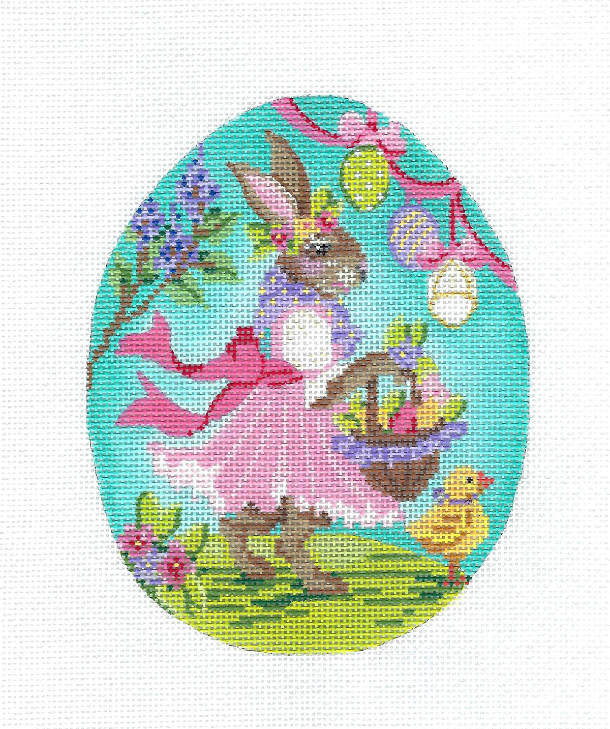 Kelly Clark ~ LG. Ella Fritz Easter Egg handpainted 18 Mesh Needlepoint Ornament Canvas by Kelly Clark