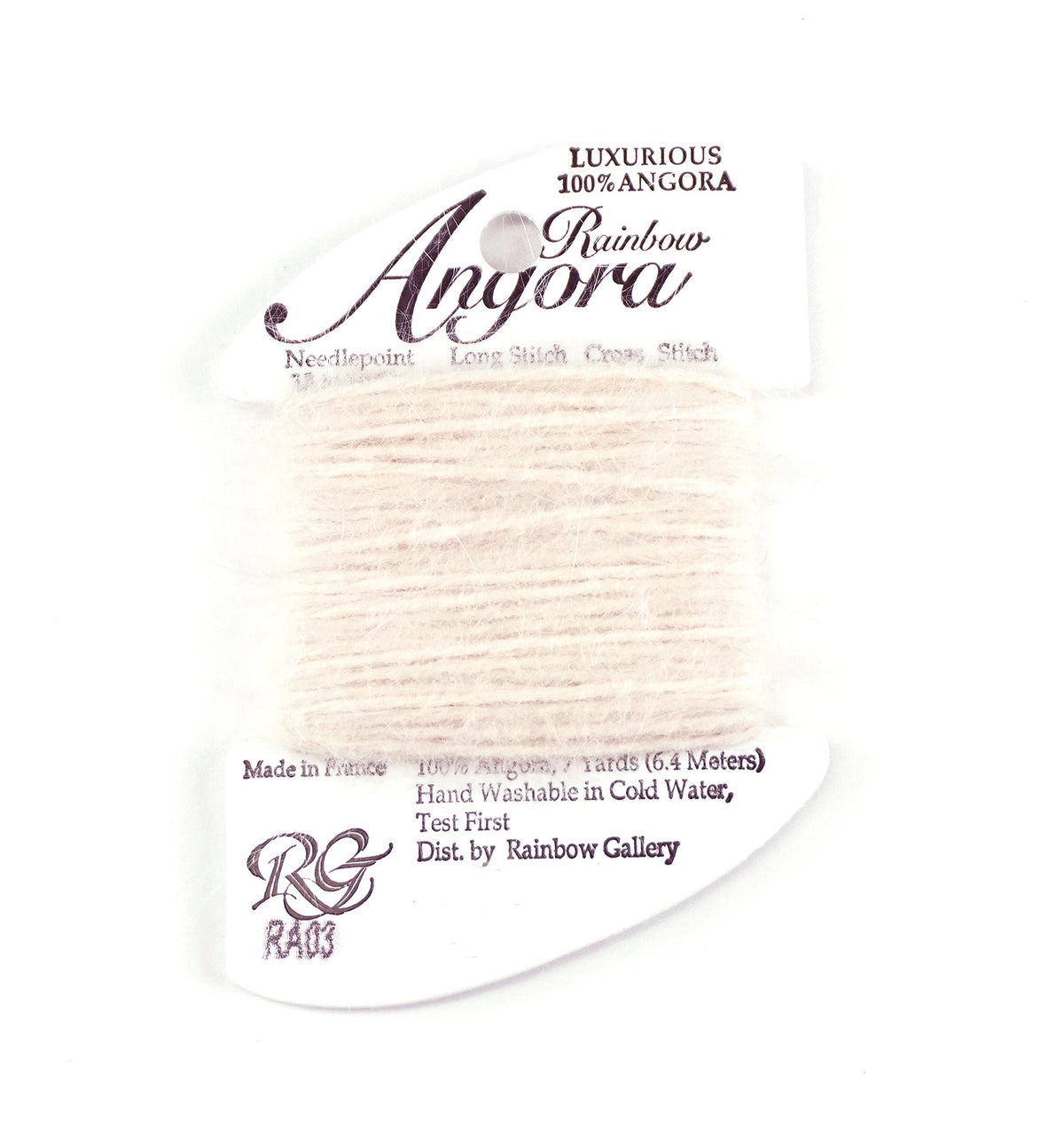 Angora Fiber "Ecru " #RA03  7 Yds.  Needlepoint Stitching Thread by Rainbow Gallery