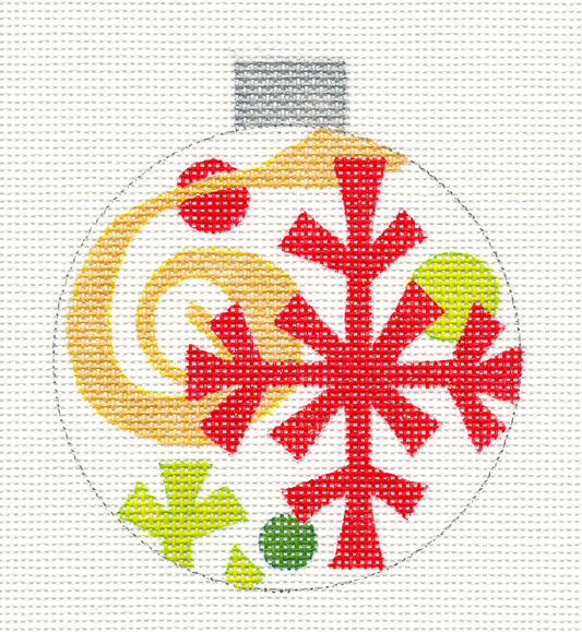 Round ~ Red Snowflake Ornament 18 mesh handpainted Needlepoint Canvas by Raymond Crawford