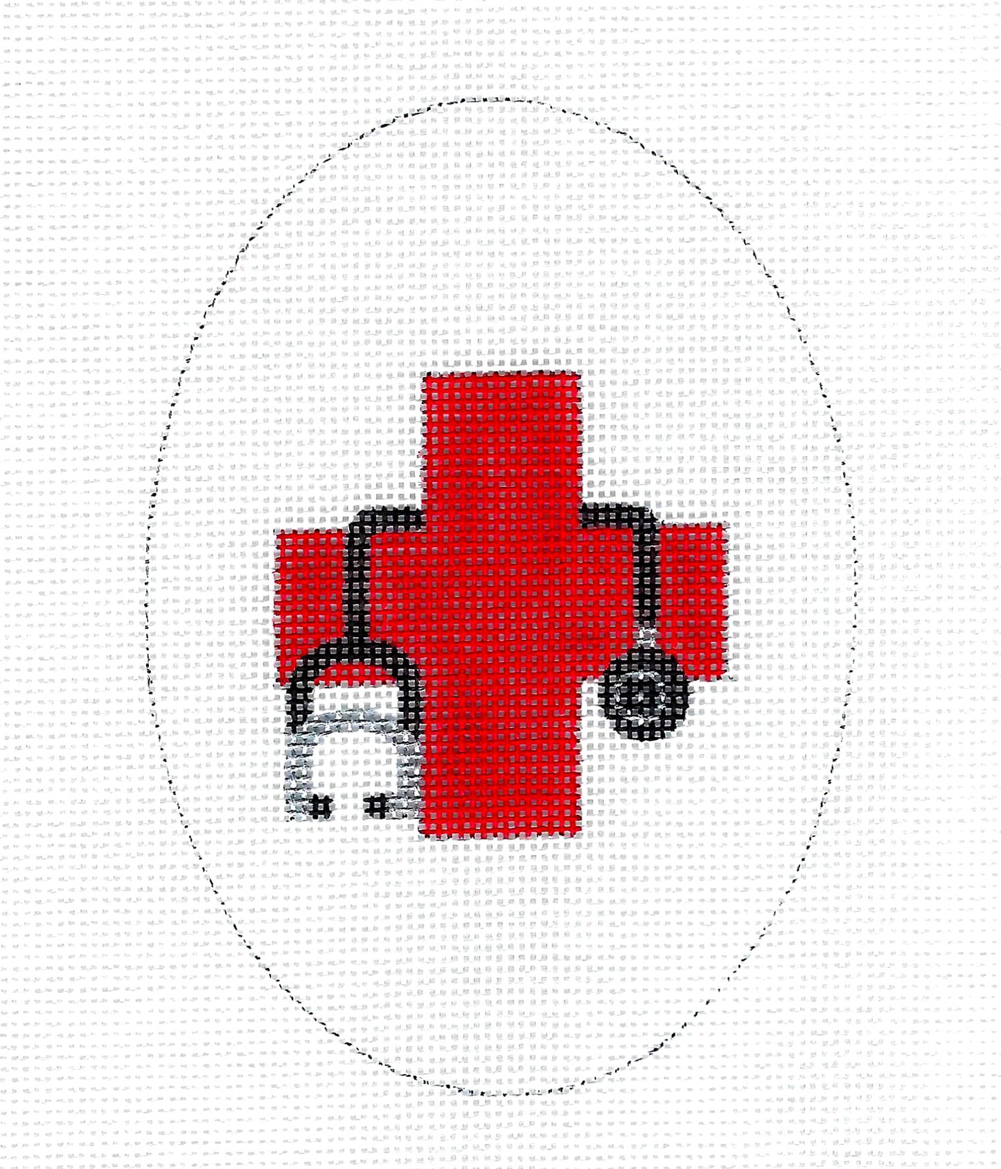 AMERICAN RED CROSS Oval Ornament handpainted Needlepoint Canvas by Raymond Crawford
