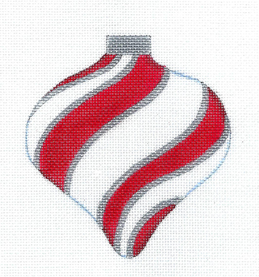 Christmas ~ Peppermint Tear Drop Ornament handpainted Needlepoint Canvas by Raymond Crawford