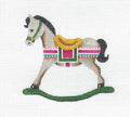 Child's Rocking Horse handpainted 18 Mesh Needlepoint Ornament Canvas by Rebecca Wood
