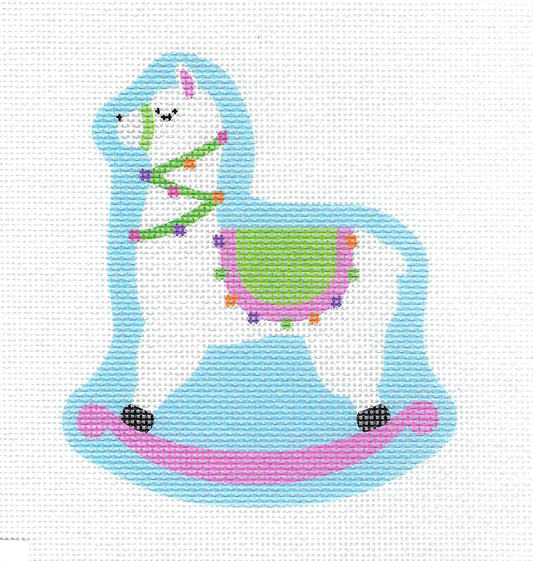 Baby & Child's ~ Pastel Baby Pink Rocking Llama 18 Mesh handpainted Needlepoint Canvas by Pepperberry