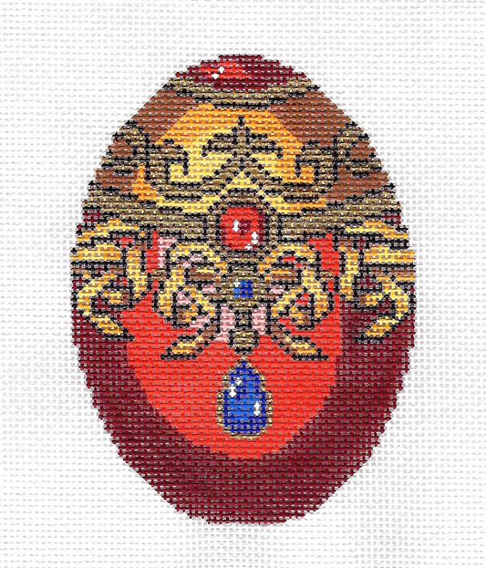Faberge Egg of the Month ~ JULY Ruby Birthstone EGG OF THE MONTH handpainted Needlepoint Canvas by LEE